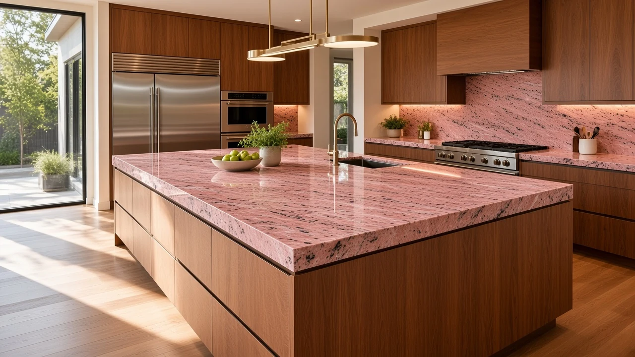 Alaska Pink kitchen countertop AI concept