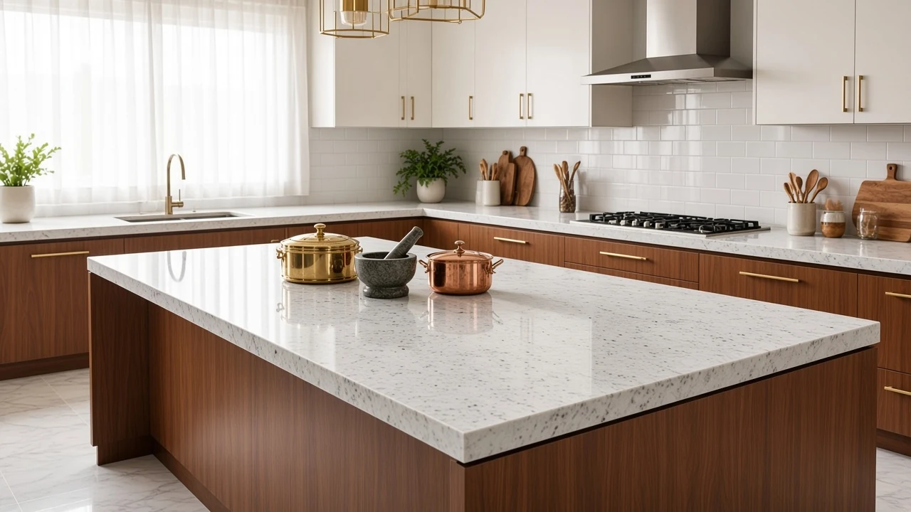 Amba White kitchen countertop AI concept
