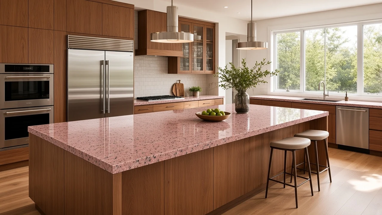 Balaram Pink kitchen countertop AI concept