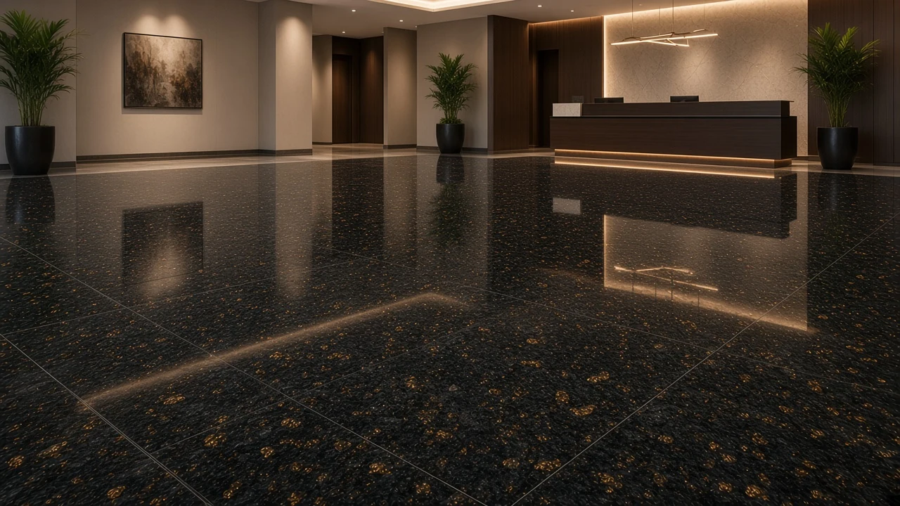 Black Galaxy interior flooring AI concept