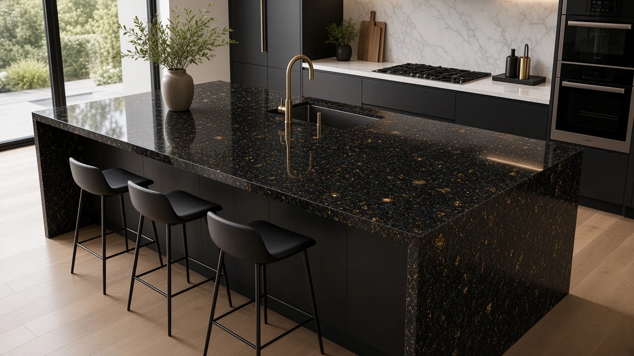 Black Galaxy kitchen countertop AI concept