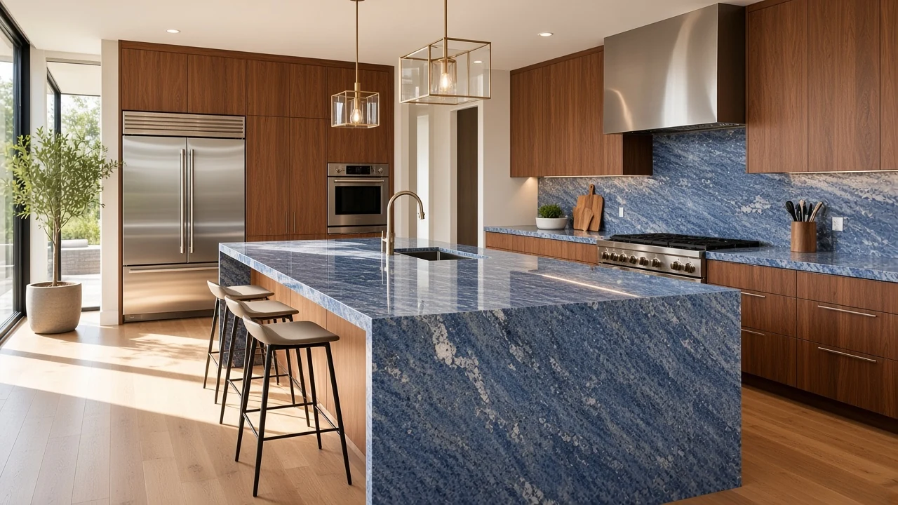 Chilka Blue kitchen countertop AI concept