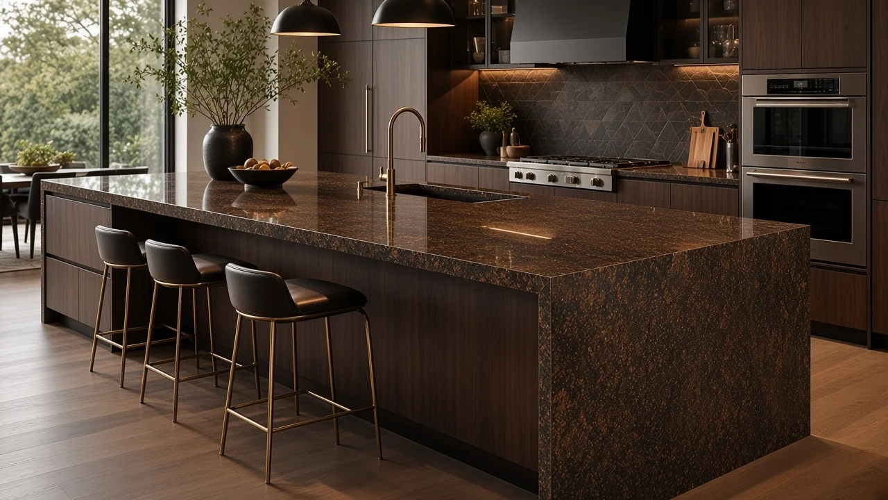 Coffee Brown kitchen countertop AI concept