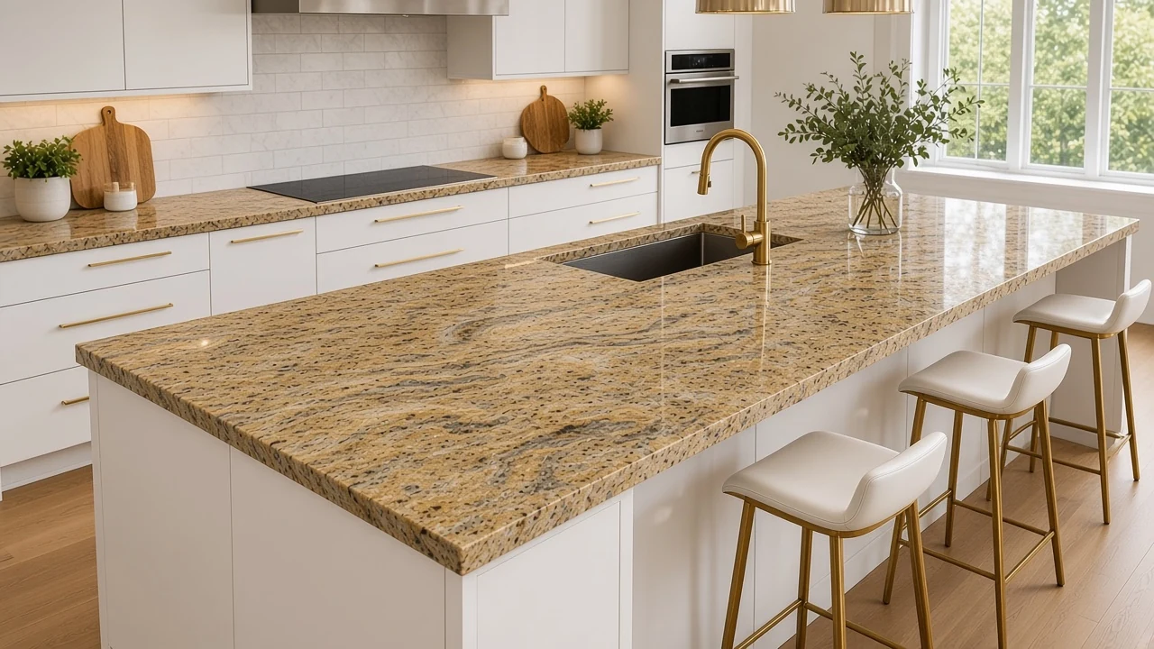 Colonial Gold kitchen countertop AI concept