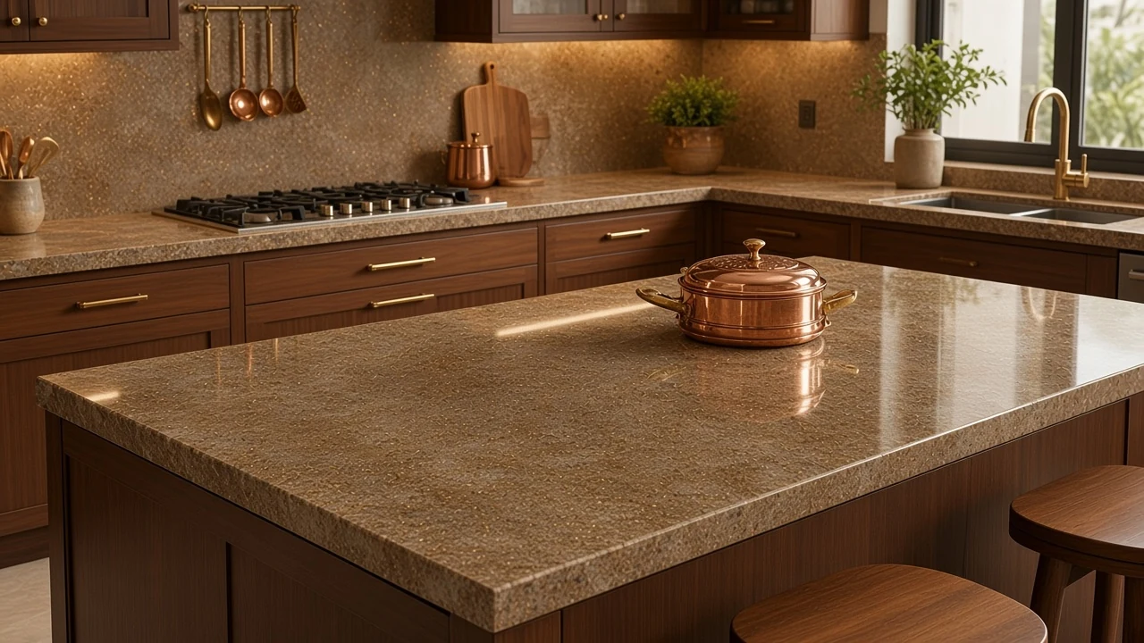 Crystal Brown kitchen countertop AI concept