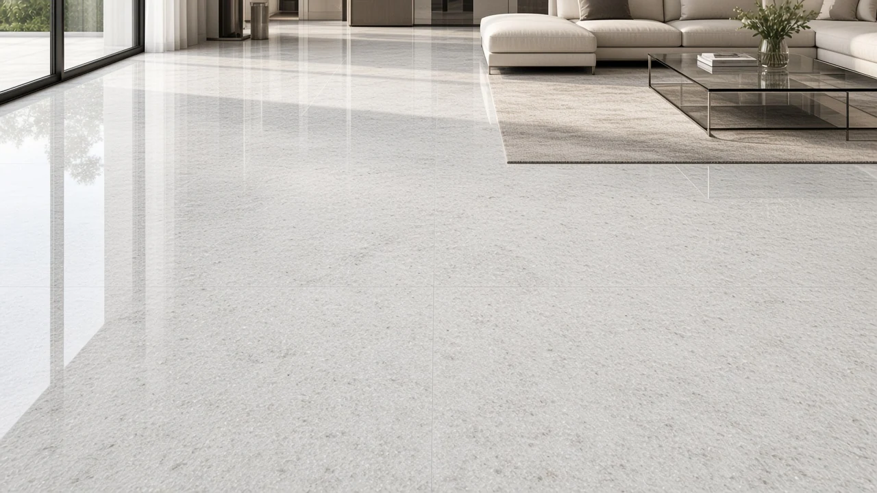 Crystalite White interior flooring AI concept