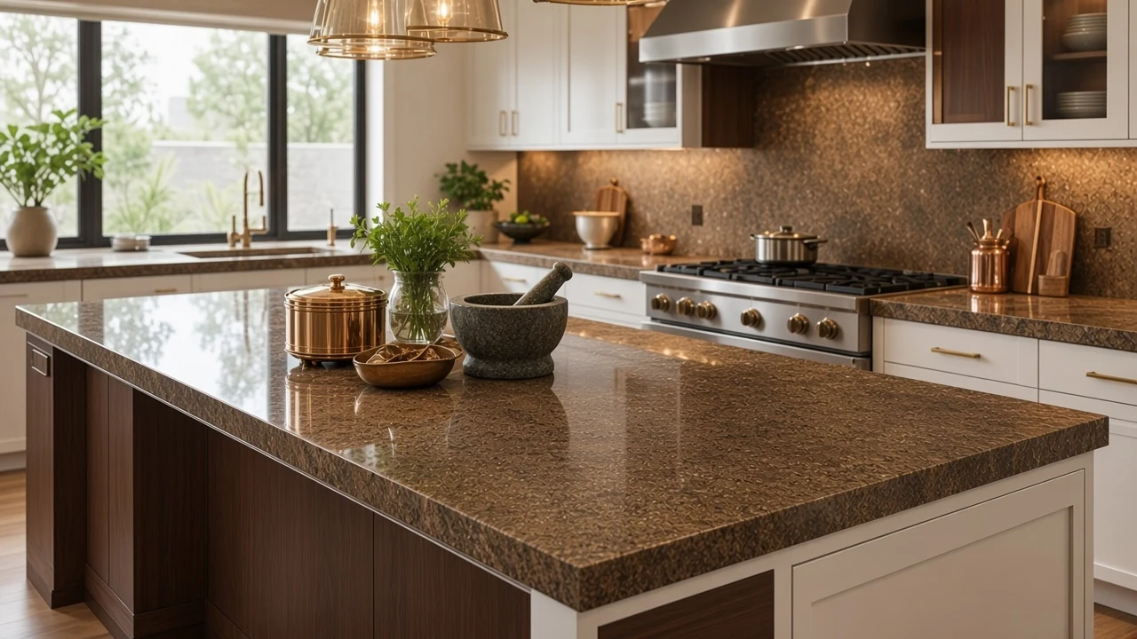 Elite Brown kitchen countertop AI concept