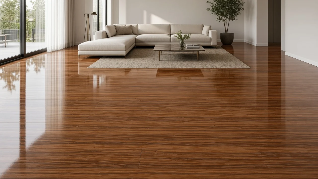 English Teak interior flooring AI concept