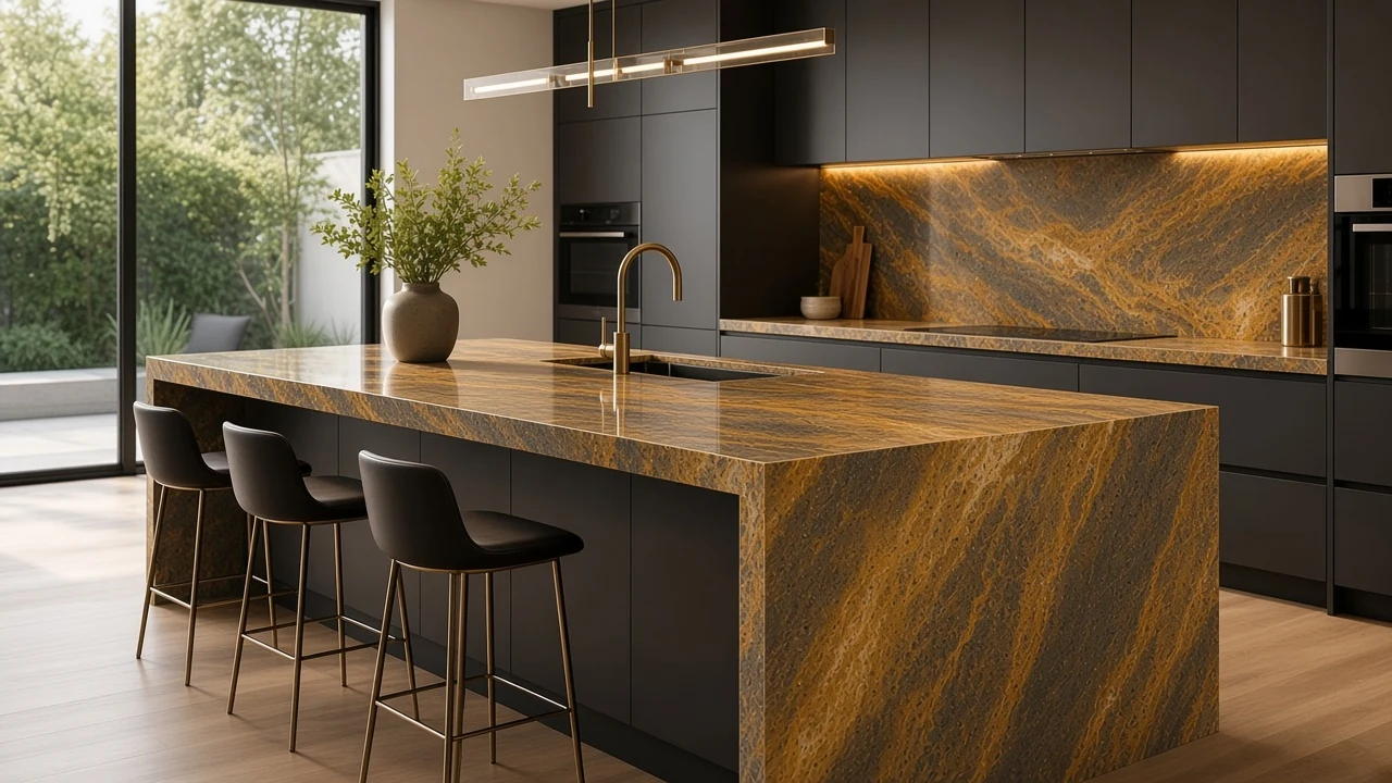 Ghibli Gold kitchen countertop AI concept