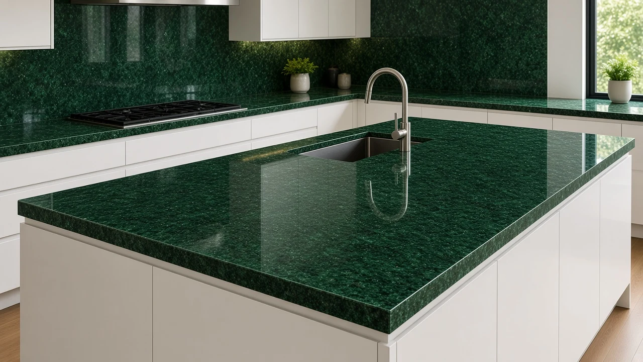 Green Pearl kitchen countertop AI concept