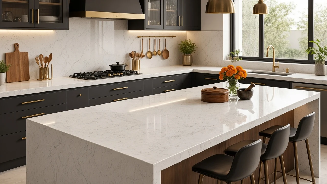 Meera White kitchen countertop AI concept