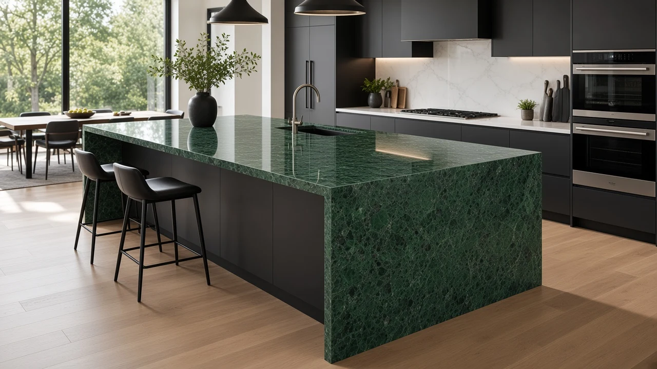 Mokalsar Green kitchen countertop AI concept