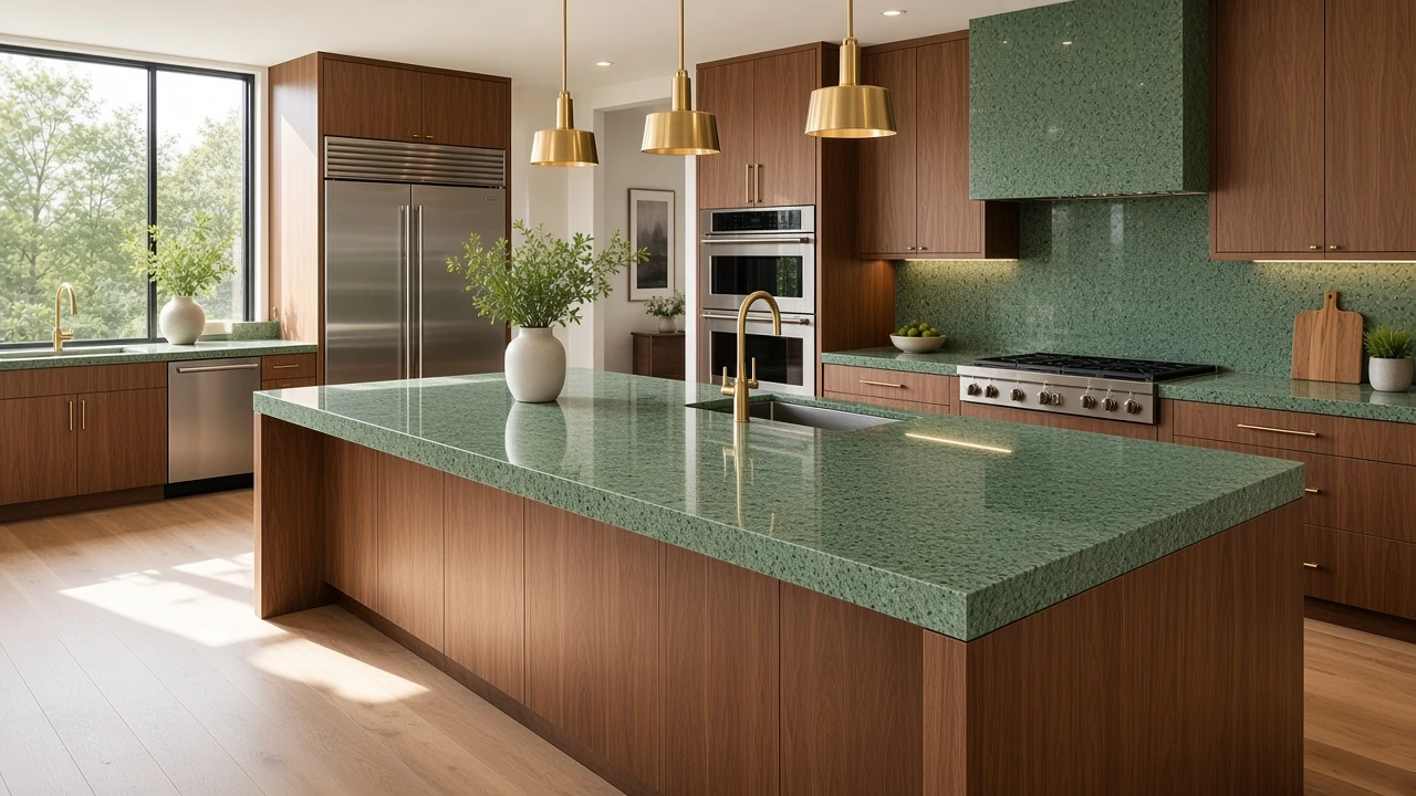 Nagina Green kitchen countertop AI concept