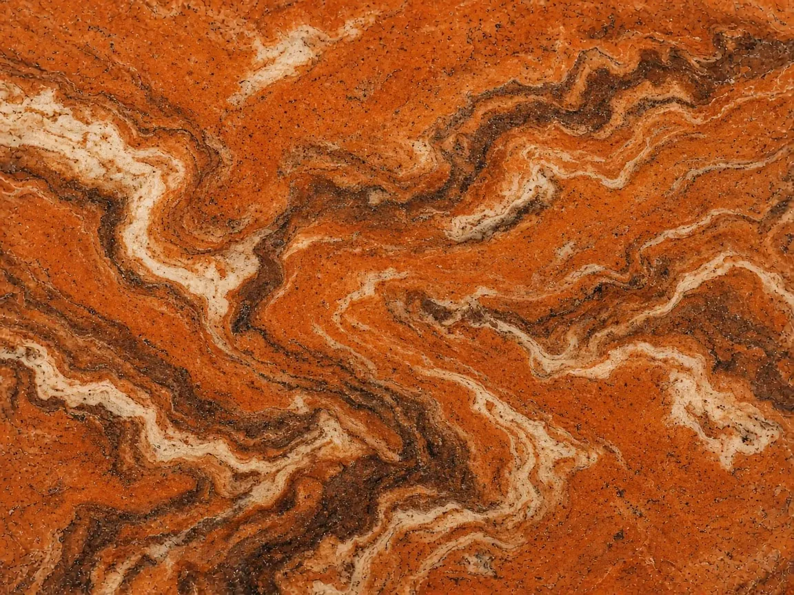 Onida Orange AI surface study, not a full slab photograph