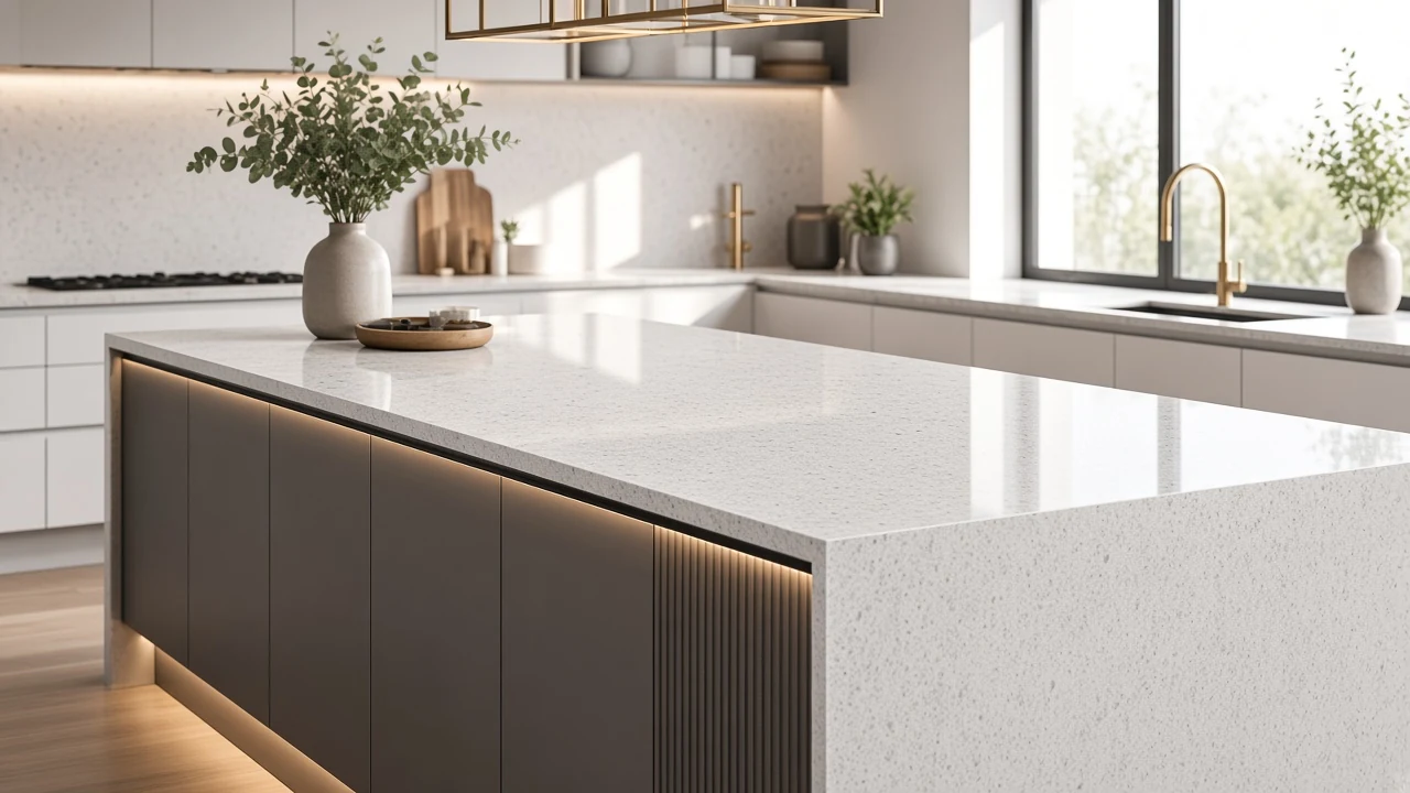 P White kitchen countertop AI concept