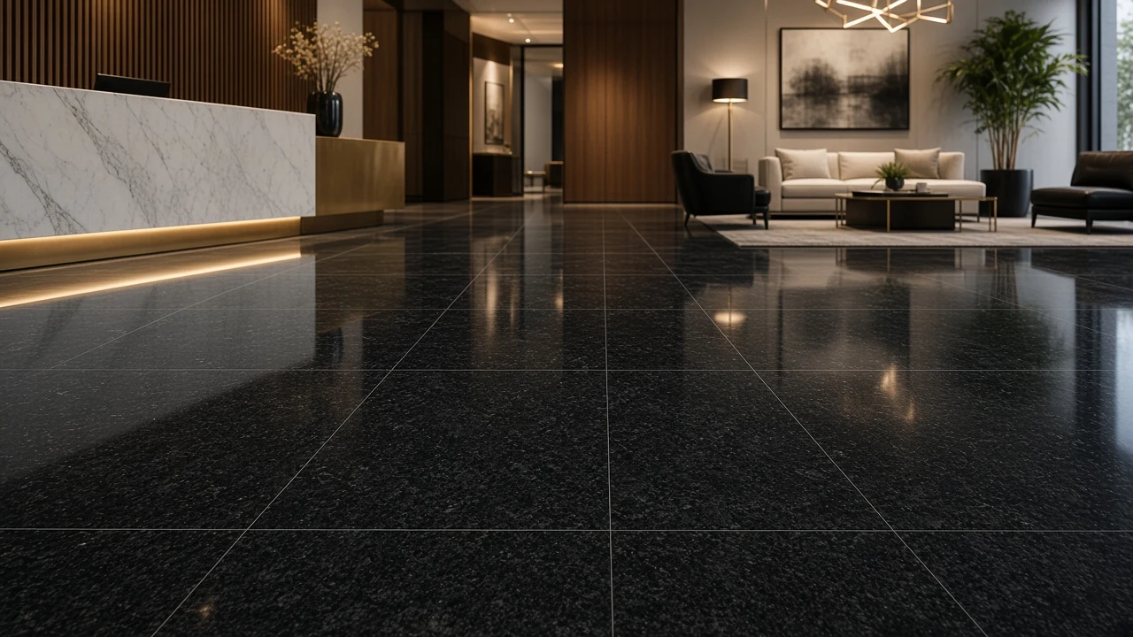 R Black interior flooring AI concept