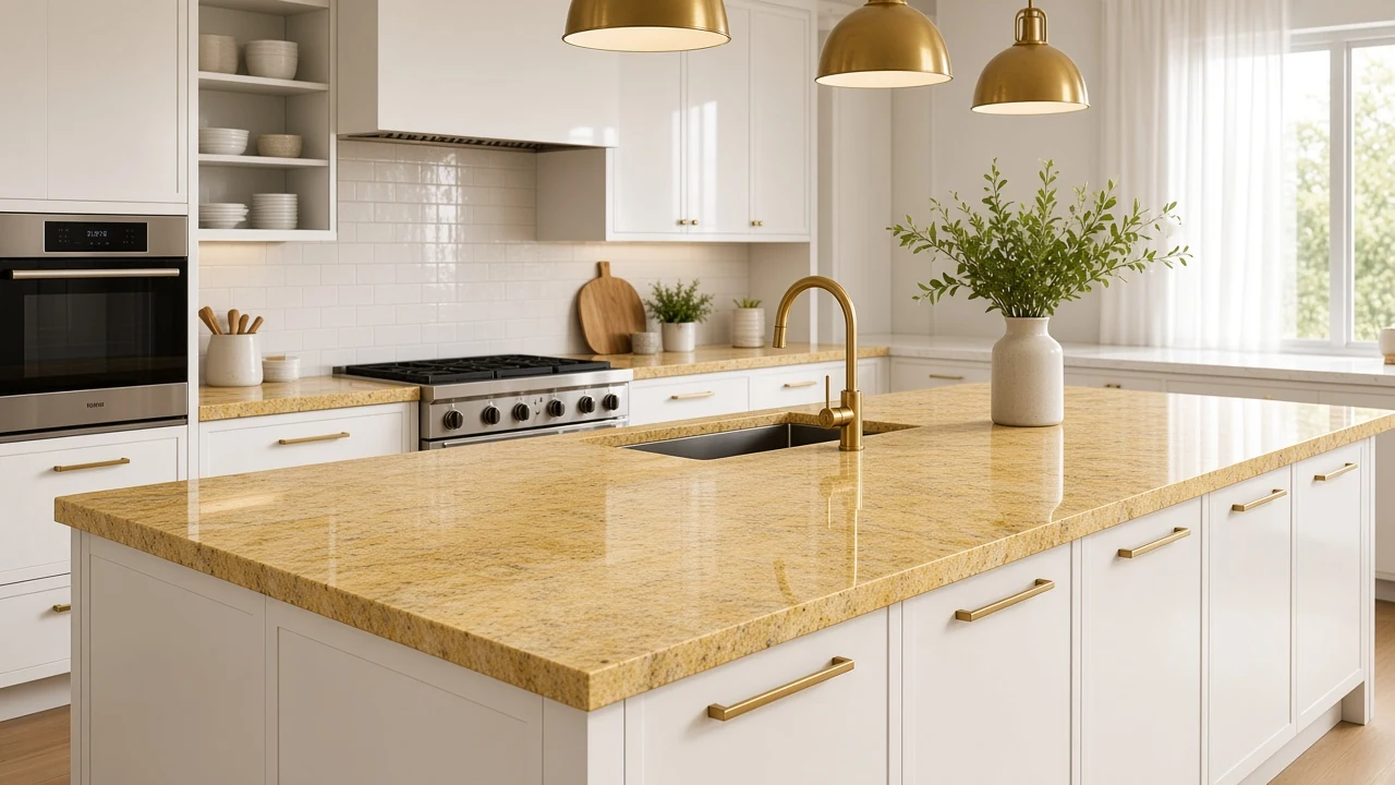 Raja Yellow kitchen countertop AI concept