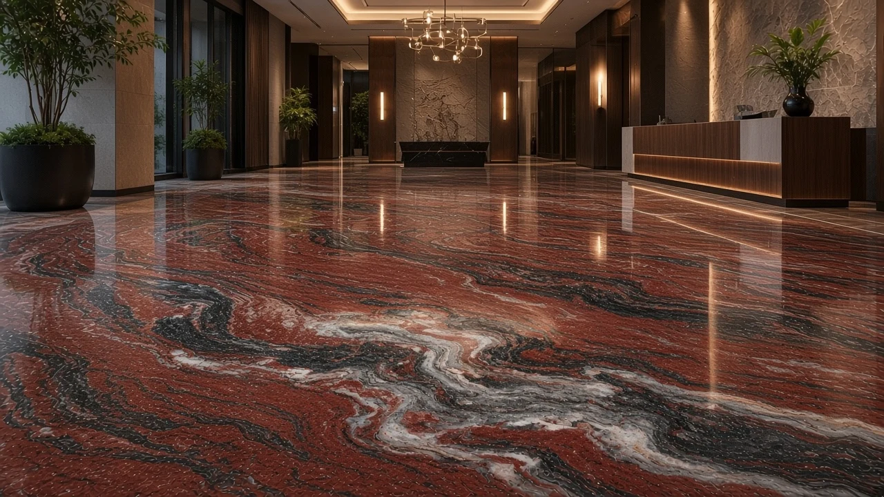 Red Multi interior flooring AI concept