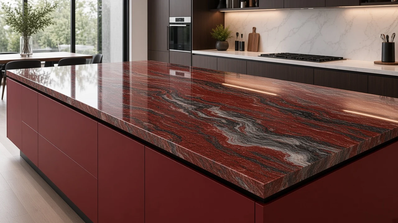 Red Multi kitchen countertop AI concept