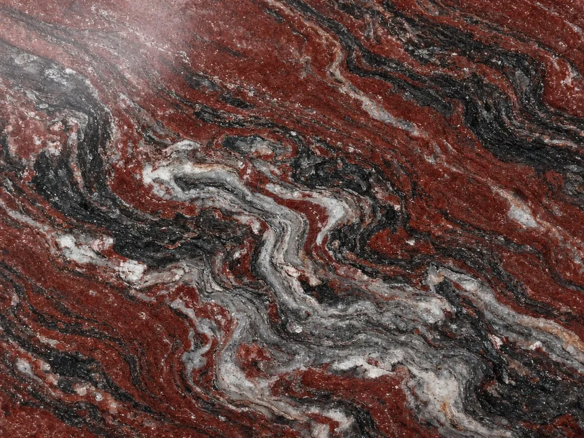 Red Multi AI surface study, not a full slab photograph