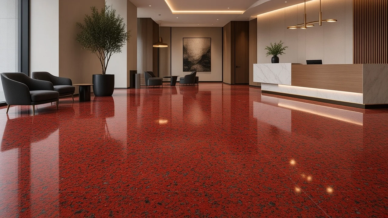 Ruby Red interior flooring AI concept