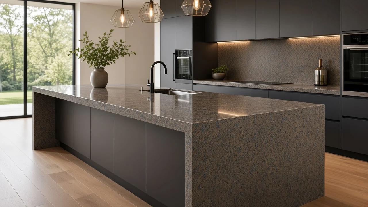 Sapphire Brown kitchen countertop AI concept