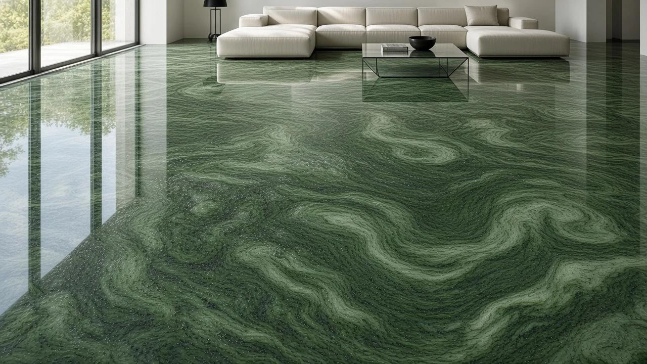 Seaweed Green interior flooring AI concept