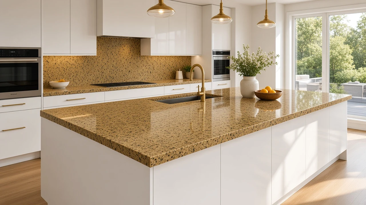 Shiva Gold kitchen countertop AI concept