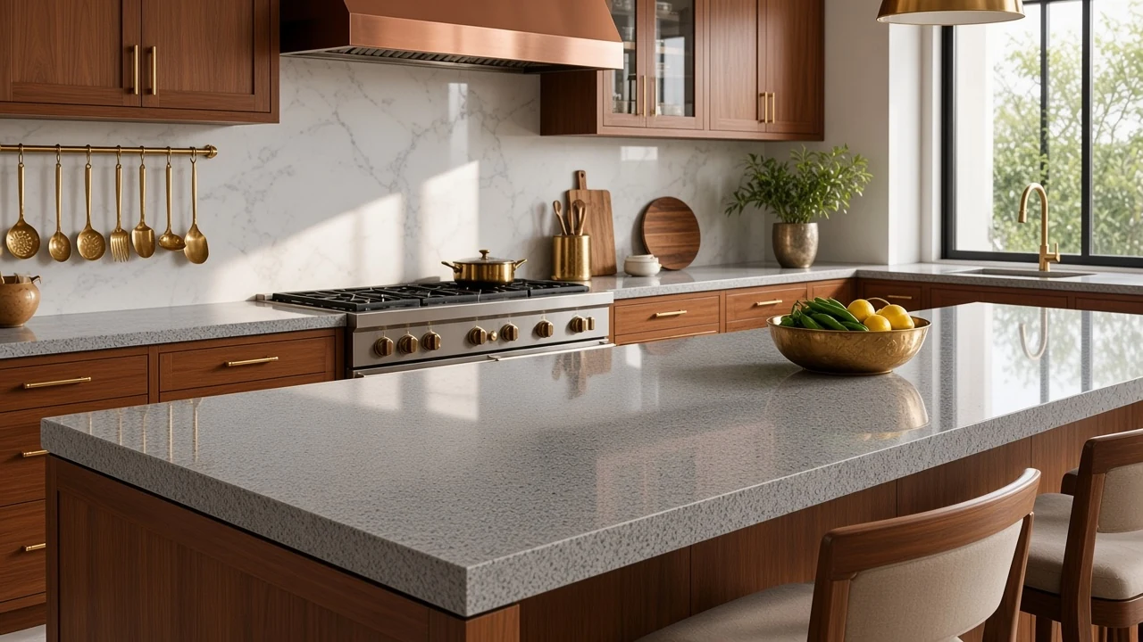 Sonabadi Grey kitchen countertop AI concept