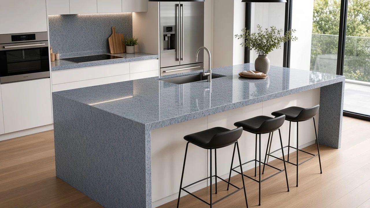 Srikakulam Blue kitchen countertop AI concept