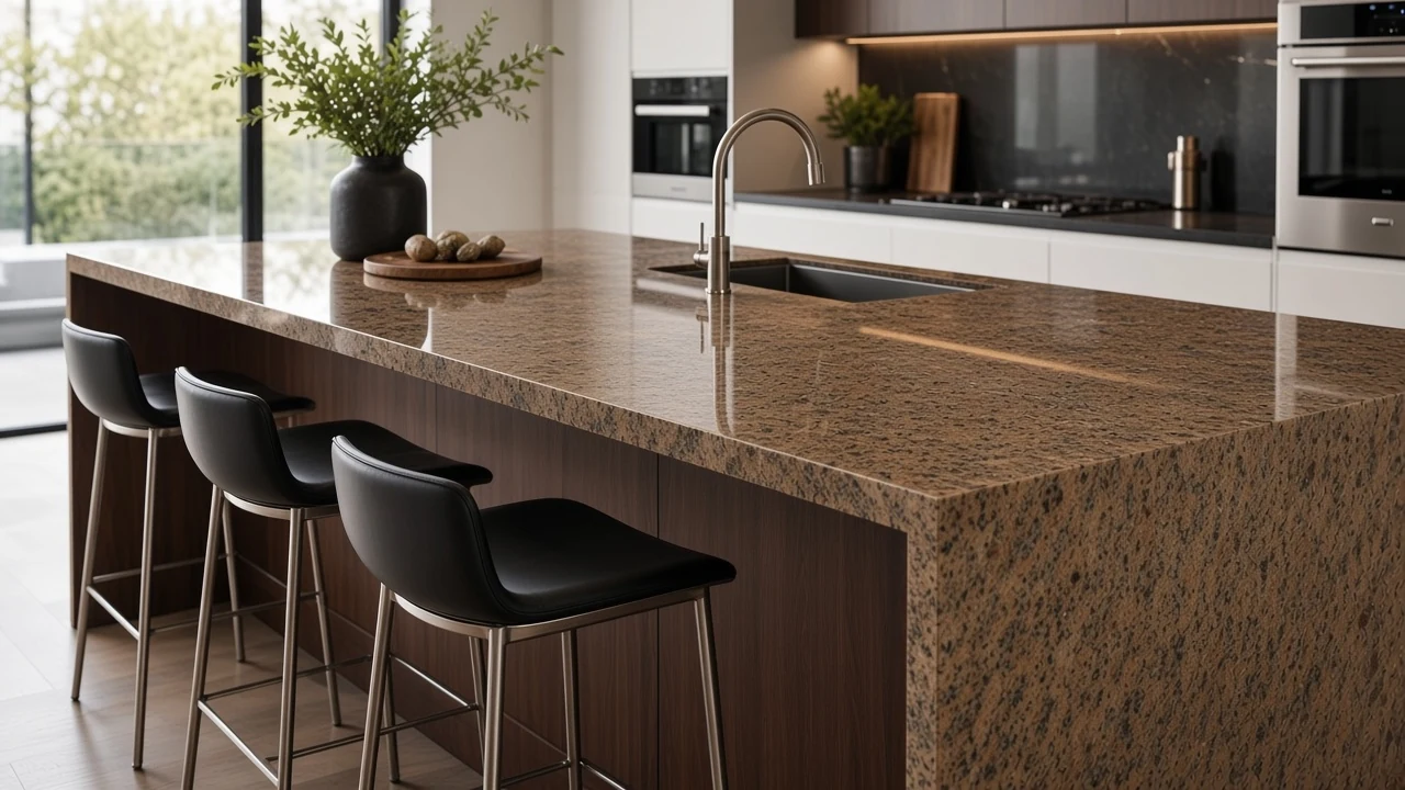 Tan Brown kitchen countertop AI concept