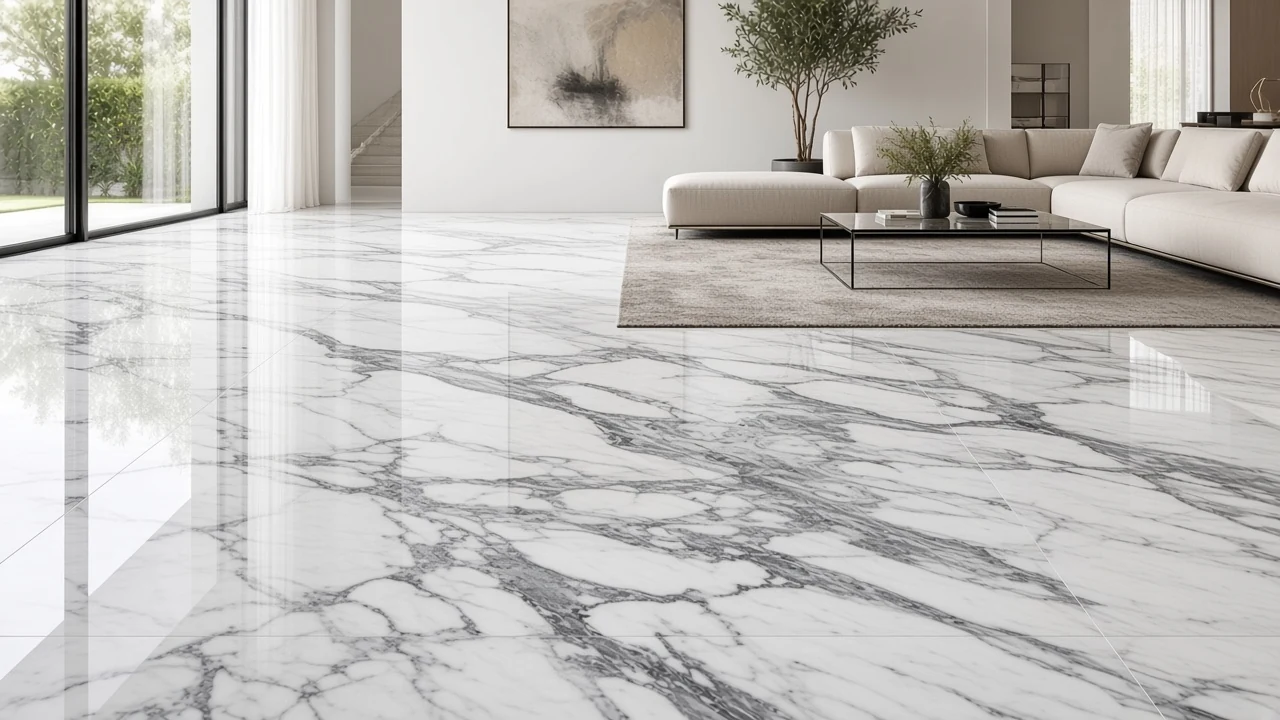 Thunder White interior flooring AI concept