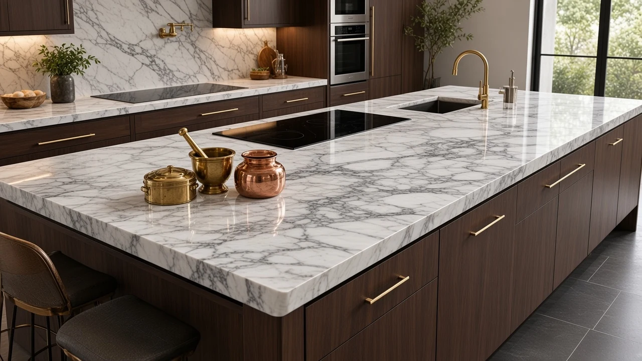 Thunder White kitchen countertop AI concept