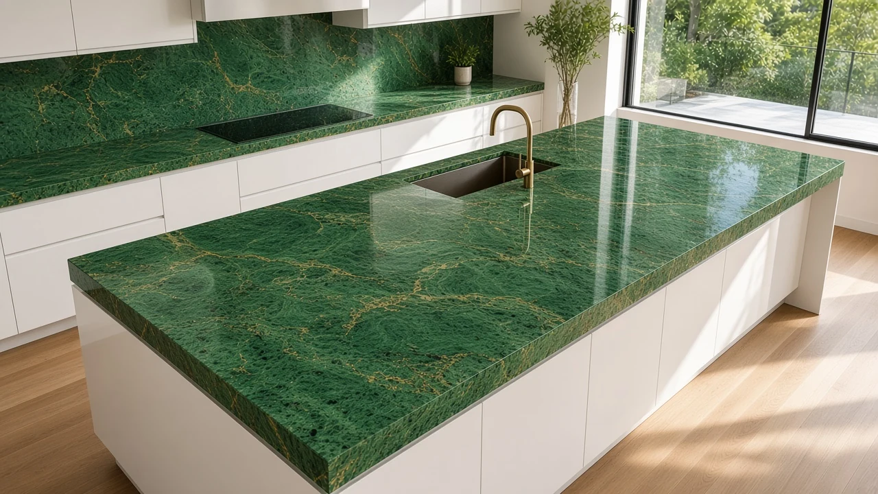Tropical Green kitchen countertop AI concept